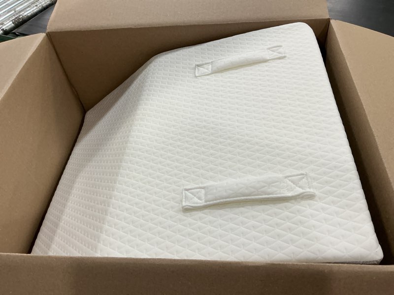 Condition photo showing As Is for ruqmuis leg elevation pillow for after surgery, 8inch foam leg elevating pillow for swelling and blood circulation, leg wedge pillow for sleeping, knee pillow for knee hip ankle pain relief, white