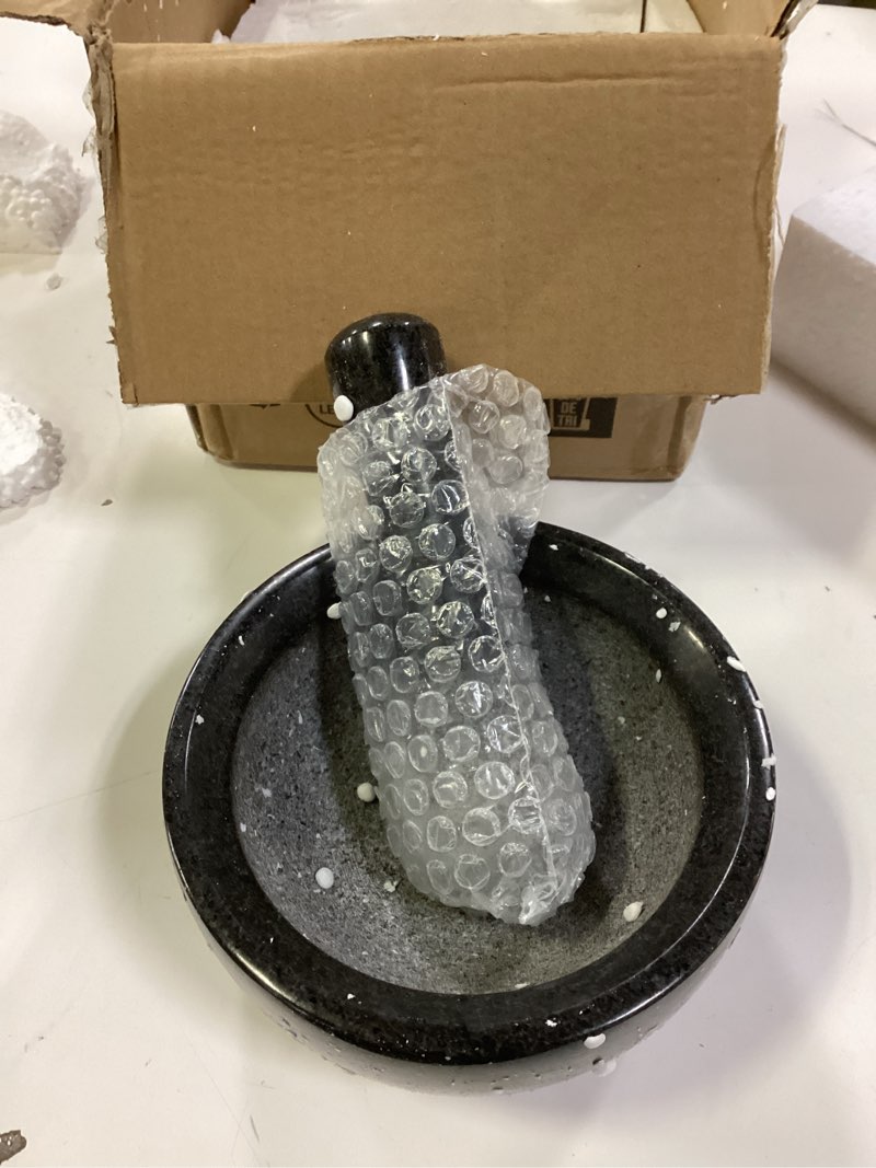 Condition photo showing Good Condition for Velaze Large Mortar and Pestle Set, 100% Granite, Natural Unpolished, Herb Crusher, Spice Grinder, Stone Grinder Bowl for Making Guacamole and Pesto, 6.3 Inch Pestle and 16 oz Mortar(2 Cup) 16 ounces 6.3 Inches 1 MP02