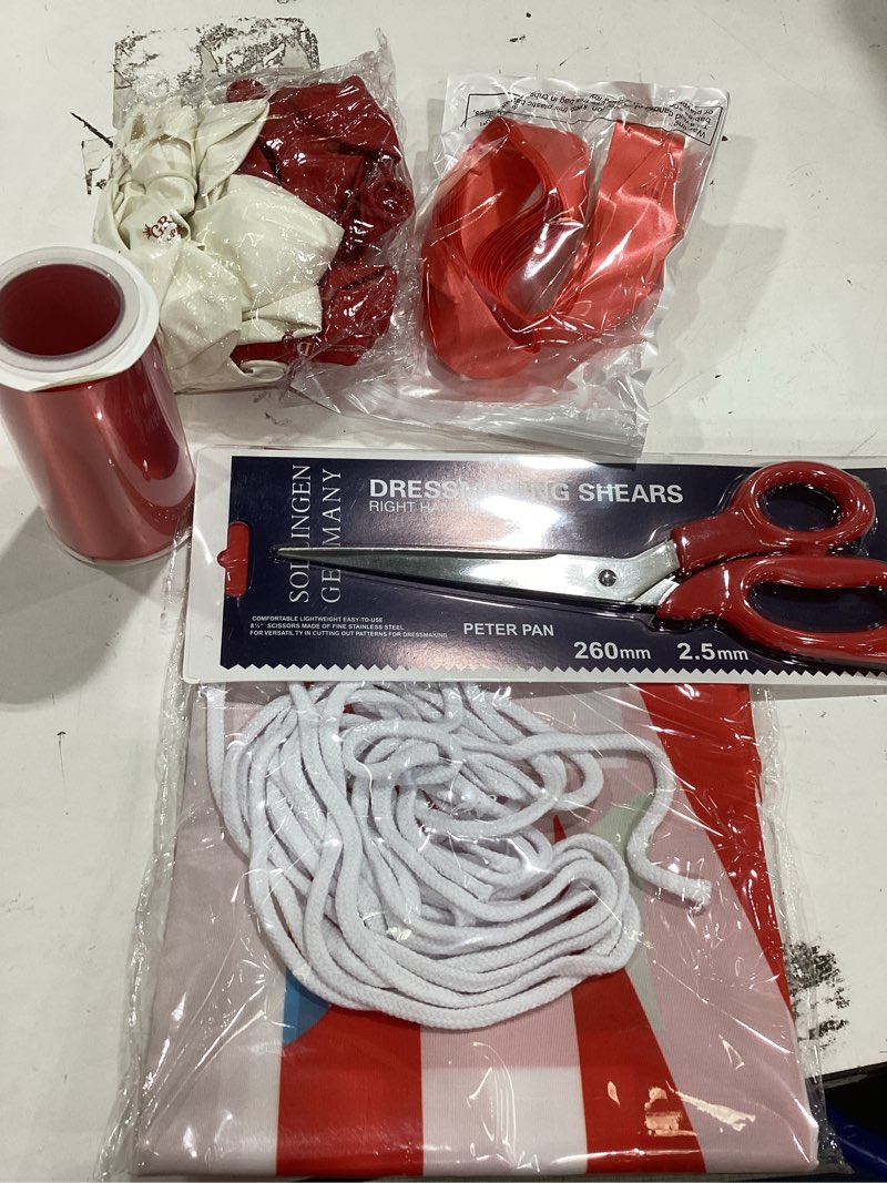 Condition photo showing Good Condition for grand opening ribbon cutting ceremony kit grand opening banner decorations with 10'' scissors 40 pcs balloons satin ribbon bows and more supplies for business events(red)