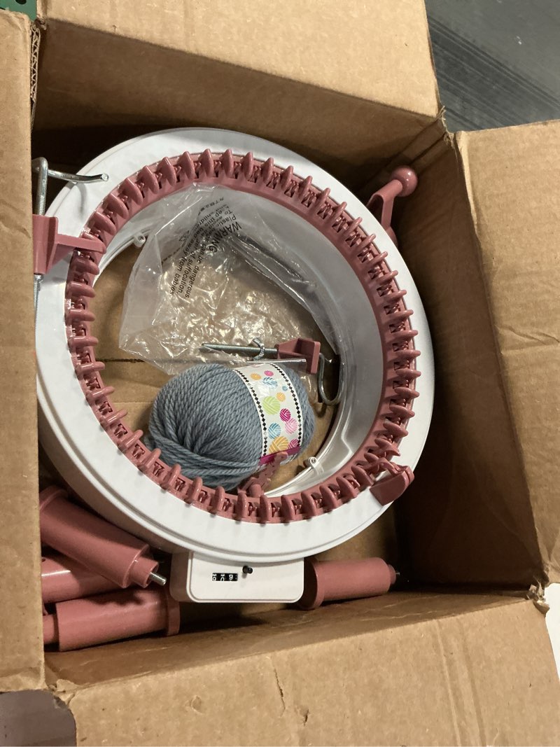 Condition photo showing As Is for 48 Needles Knitting Machine, King Size Smart Weaving Loom Knitting Loom Machines with Row Counter, DIY Knitting Board Rotating Double Knit Loom Machine Kit for Adults and Kids