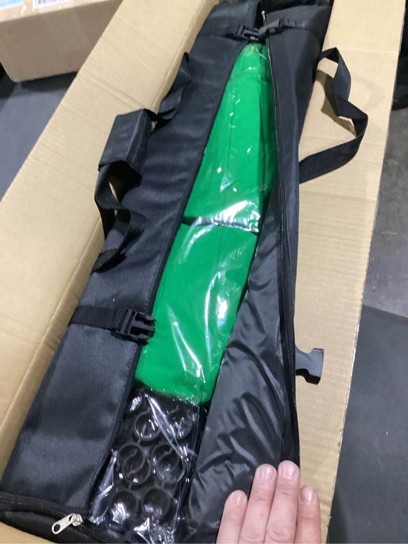 Condition photo showing New/Like New for 7.87ft x 13.12ft green screen backdrop kit with stand, adjustable background with heavy duty stand, large collapsible backdrop for studio photography, video shooting, live streaming, gaming
