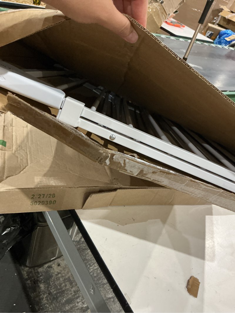 Condition photo showing As Is for cumbor 30.4-56.8" extra wide baby gate for stairs, dual lock & self-closing dog gate indoor, easy install pet gate for doorways & wide openings, easy walk thru safety proofing for babies & pets, white white 30.4"-56.8" w x 30.5" h