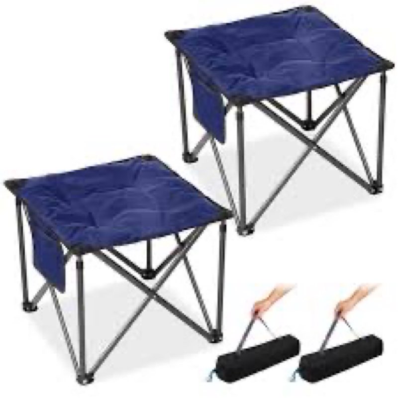 FUNDANGO Folding Camping Stool, 2 Pack 18.1 Inch Oversized Foot Rest 440 Lbs Heavy Duty Portable Pad