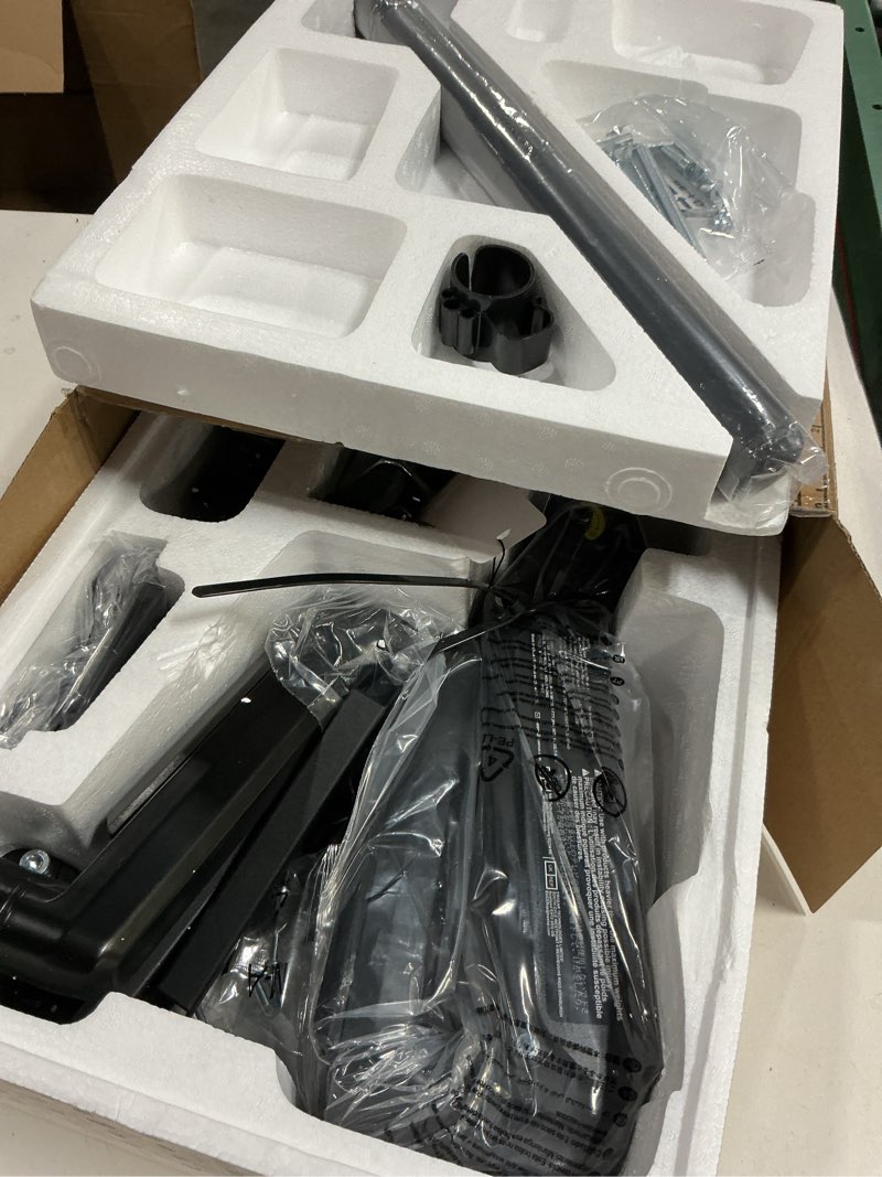 Condition photo showing Good Condition for huanuo triple monitor mount for 13-27 inch computer screens, gaming 3 monitor desk mount with arm holds 19.8lbs, triple monitors stand with tilt, swivel, rotation, vesa 75x75, 100x100mm