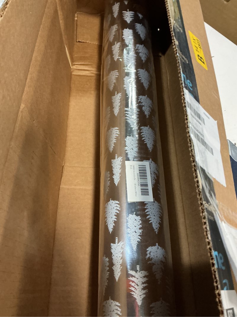 Condition photo showing New/Like New for ldgooael mini christmas wrapping paper roll - reversible design (17 inches x 32.8 feet) - silver holiday tree silver tree