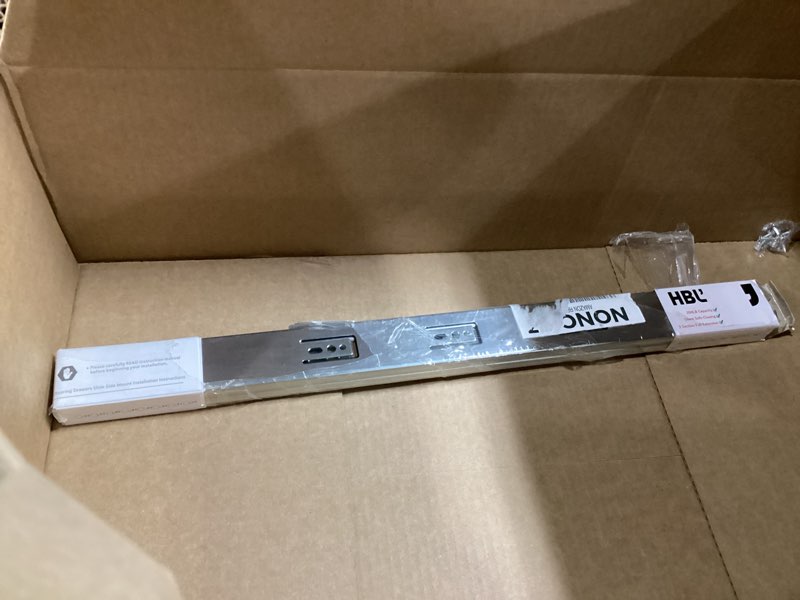 Condition photo showing Good Condition for 1 Pair | Soft Close Drawer Slides 22 inch, HBL’ Heavy Duty Cabinet Drawer Slides Replacement - Ball Bearing Full Extension, 200 LB Capacity, Made of Cold-Rolled Steel, Rust-Resistant & Long-Lasting. 22" Drawer Slide 1 Pair Silver