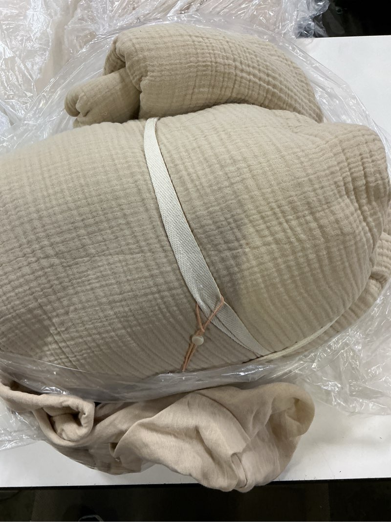 Condition photo showing As Is for quince organic cotton gauze duvet cover set, king/cal king, dune