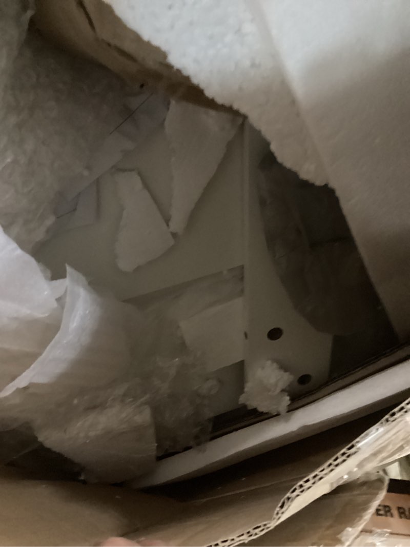 Condition photo showing As Is for DWVO Makeup Vanity with Large Mirror and Lights, 46" Vanity Desk Dressing Table Set with 11 Drawers & Storage Stool, Dressing Table with Power Outlet and Magnifying Glass, Dressing Room, White Ivory White