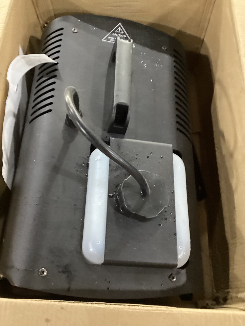 Condition photo showing As Is for Fog Machine, Smoke Machine with Disco Ball Lights, 600W and 4000CFM with 13-Color LED Effects, Wired And Wireless Remote Controls, Ideal for Indoor, Outdoor, Halloween, Wedding, and Parties