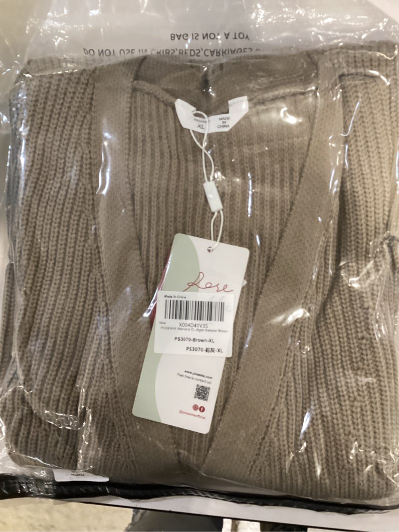 POSESHE Women's Plus Size 2024 Fashion Casual Open Front Long Sleeve Chunky Knit Cardigans Sweaters 