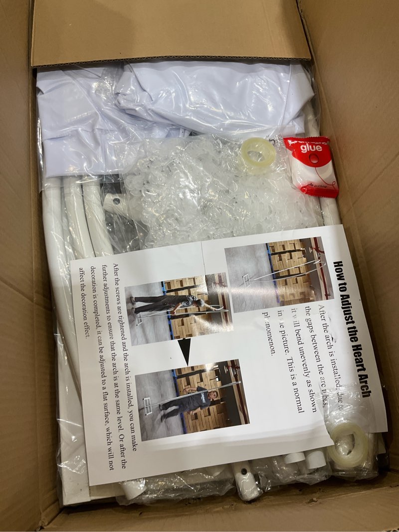 Condition photo showing Good Condition for LANGXUN Large Size Metal Balloon Arch Kit, Wedding Heart Arch Stand, Love Balloon Column Arch Frame for Wedding, Bridal, Valentine's Day, Engagement and Birthday Party Supplies (White)