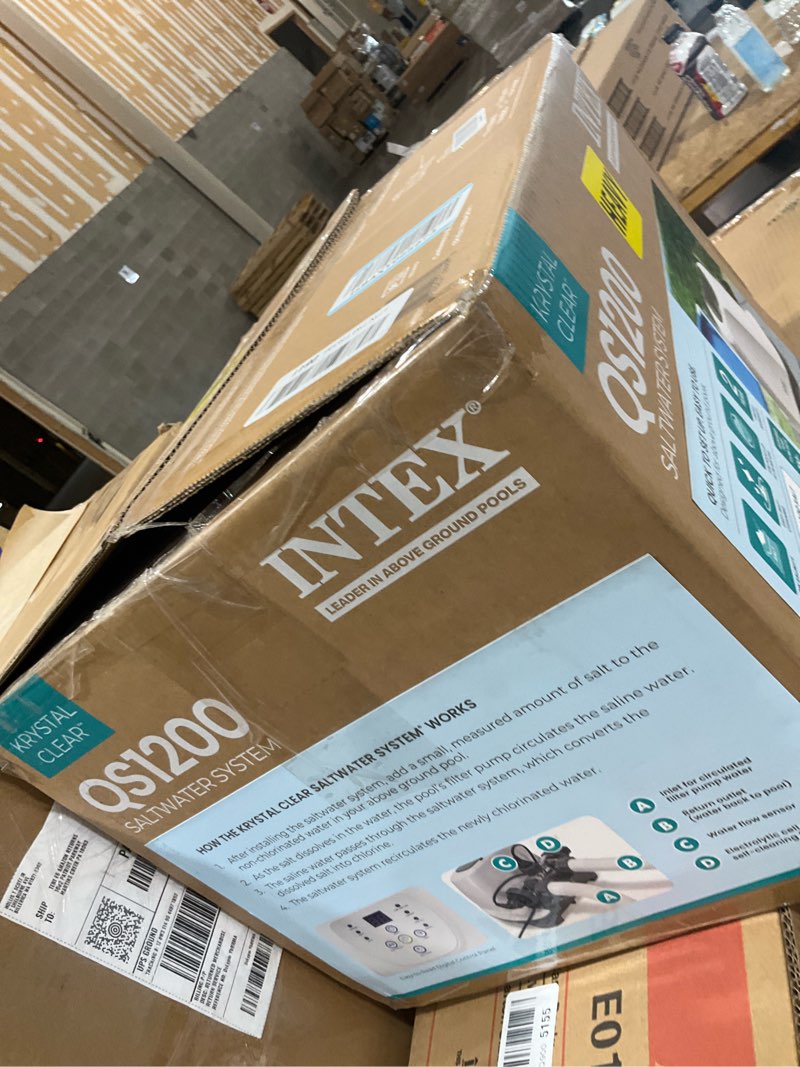 Condition photo showing Good Condition for intex krystal clear saltwater pool chlorine system for above ground pools up to 15,000 gallons, pool cleaner with automatic timer and self cleaning saltwater system for pump 700-3000 gph