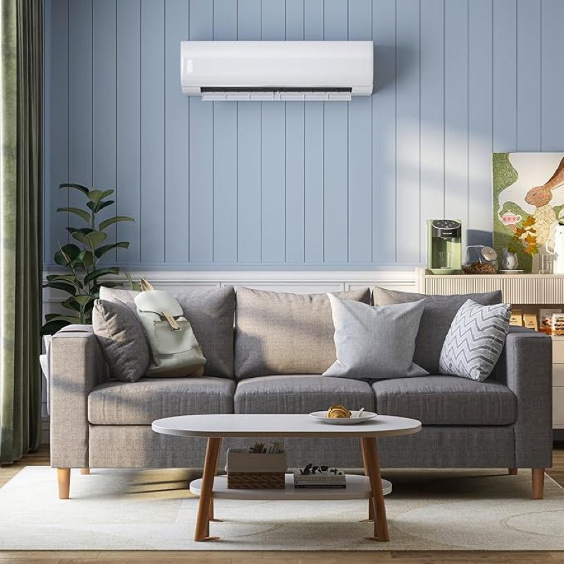 12,000 BTU Ductless Mini Split Air Conditioner for 750 Square Feet with Heater, 4-in-1 Wall-Mounted Ductless Ac With Heat Pump, Smart WiFi Air Conditioner with115v Energy Saving&24H Timer (White)