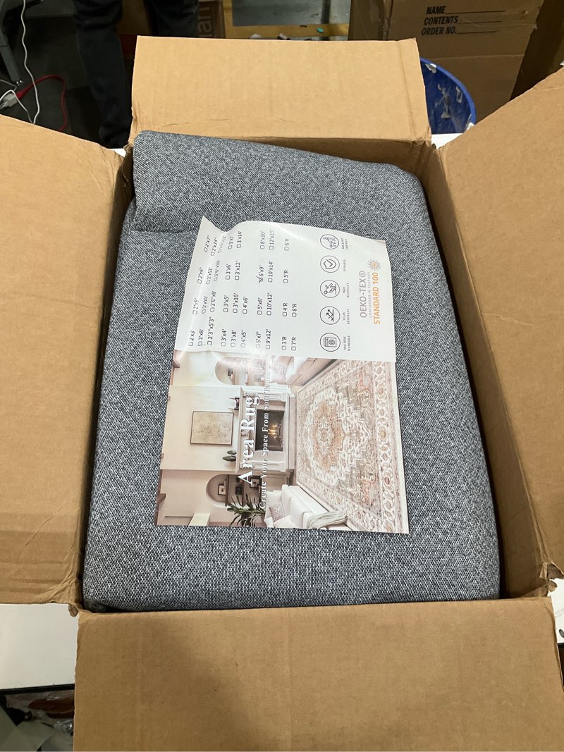 Condition photo showing Good Condition for Floral Washable 6x9 Area Rug?Black Boho Rugs for Living Room, Soft Low-Pile Non-Slip Stain Resistant & Non-Shedding Carpet for Bedroom, Dining Room, Office, Entryway, Nursery 6' x 9' (Rectangular) Black