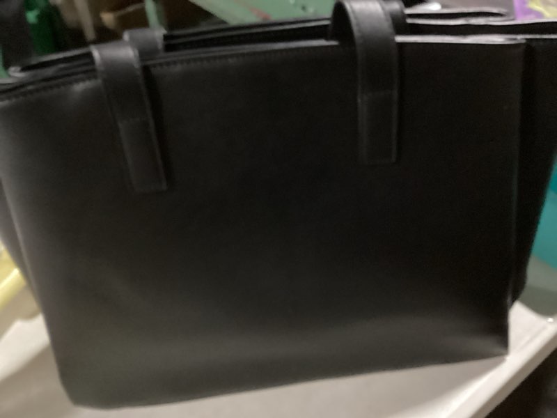 Rampage Black Tote Bag Handbag Shoulder Bag Faux Leather with Puffball Keychain