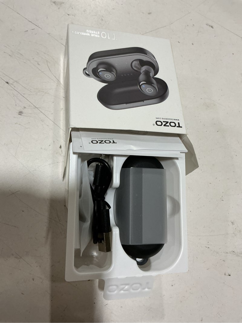 Condition photo showing Good Condition for tozo t10 wireless earbuds bluetooth 5.3 headphones, app customize eq, ergonomic design, 55h playtime, wireless charging case, ipx8 waterproof sound in-ear headset, new version black