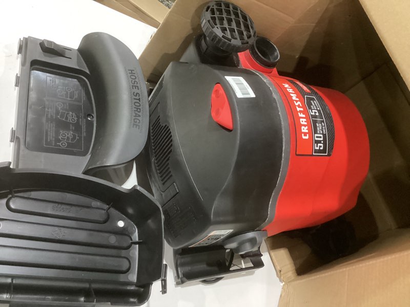 Condition photo showing Good Condition for CRAFTSMAN CMXEVBE17925 5 Gallon 5.0 Peak HP Wet Dry Vac, Portable and Wall-Mountable Shop Vacuum with Filter, 2 Hoses and Attachments for Garage and Automotive Cleaning, NOT TESTED