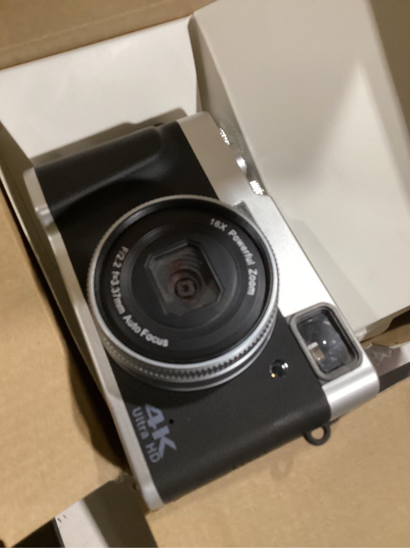 Condition photo showing item condition for 4k digital camera for photography, autofocus 48mp vlogging camera with flash & viewfinder, anti-shake 16x zoom portable travel point and shoot camera,32gb card, 2 batteries