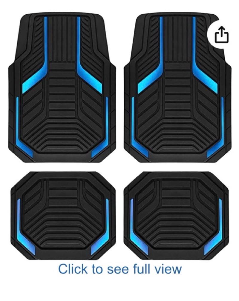 PIC AUTO Car Floor Mats, Blue Aluminum-Molded with Full-Circle Iridescent Inlay Strip Car Mats, Univ