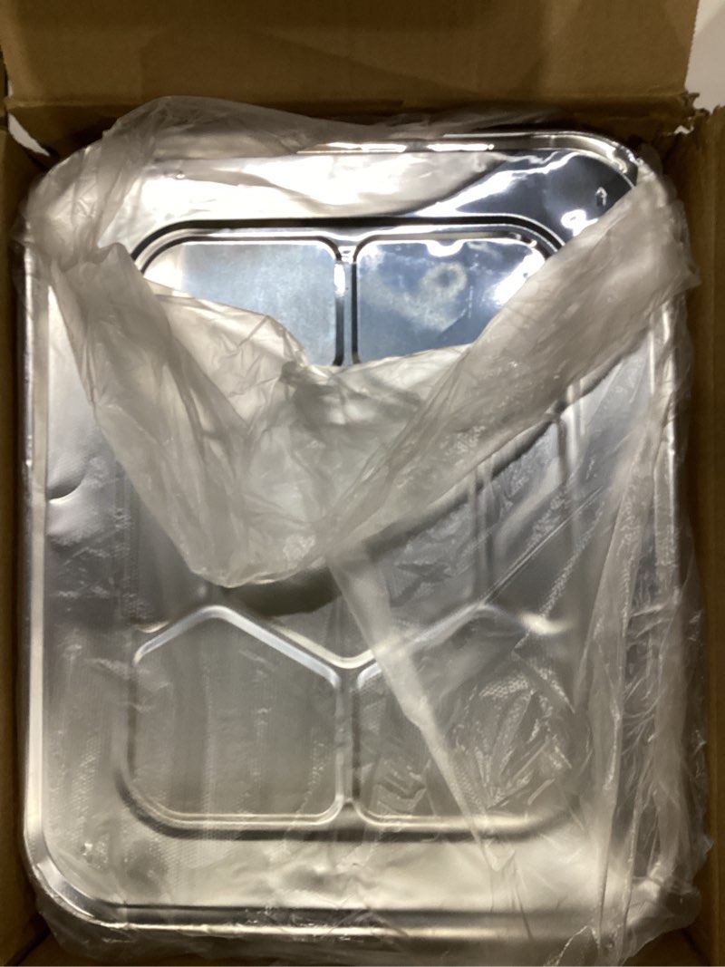 Condition photo showing New/Like New for Disposable Aluminum Foil Pans with Lids 9x13-10 Pack Aluminum Foil Pans, Heavy Duty Aluminum Baking Pans for Holiday Cooking, Christmas, Thanksgiving, Parties, Meal Prep & Storage 10 PACK with Lid