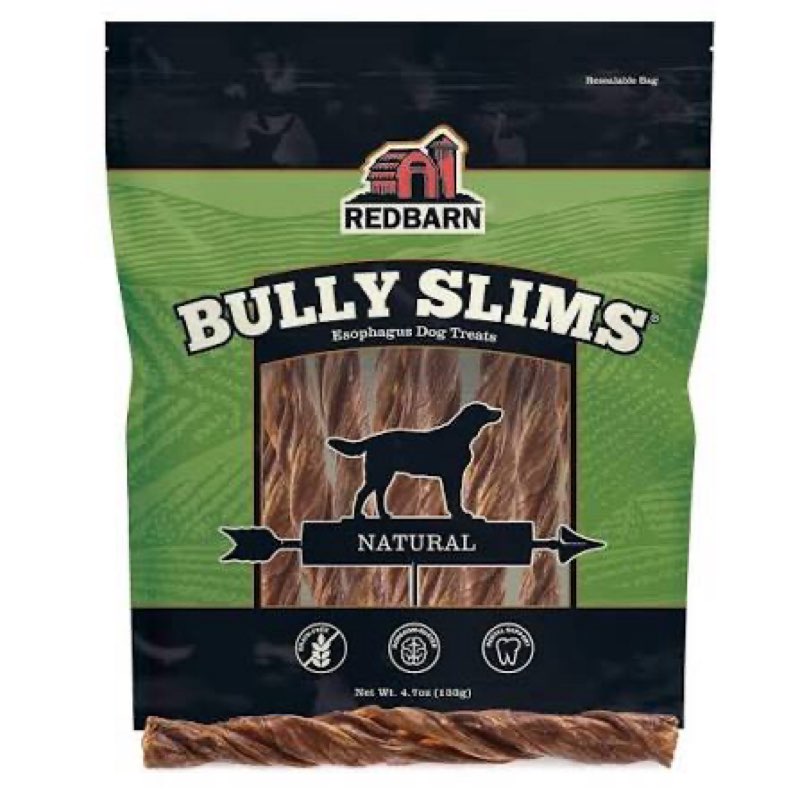 Exp 2/24/29 Redbarn Bully Slims Esophagus Dog Treats – 4.7 oz Bag – Single Protein Made with Natural Beef Esopha