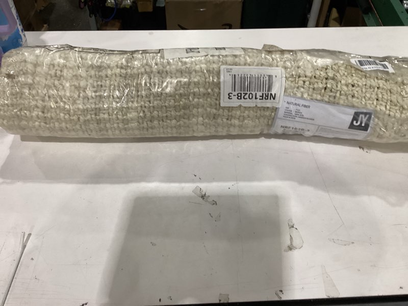 Condition photo showing As Is for jonathan y pata hand woven chunky jute light ivory indoor area rug, 3x5, bohemian, rustic, cottage, easy-cleaning for living room, bedroom, kitchen, non-shedding (nrf102b-3) light ivory 3' x 5' (rectangular)