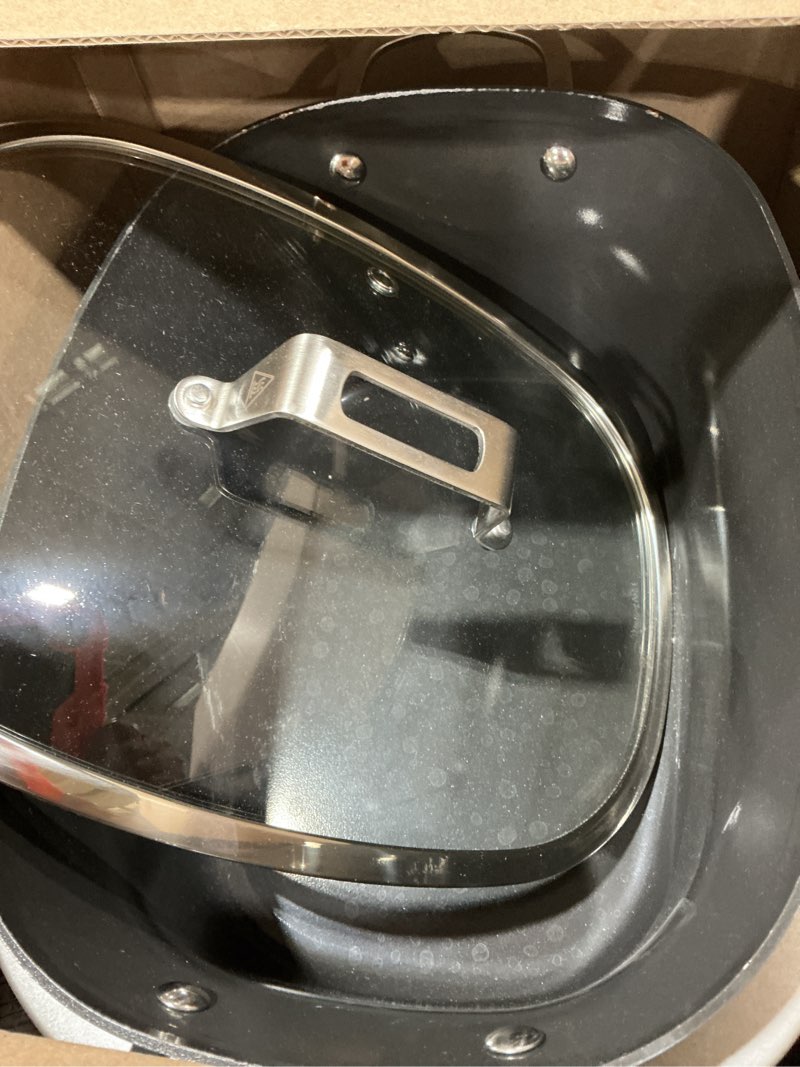 Condition photo showing As Is for ninja mc1001 foodi possiblecooker pro 8.5 quart multi-cooker, with 8-in-1 slow cooker, dutch oven, steamer, glass lid integrated spoon, nonstick, oven safe pot to 500°f, sea salt gray