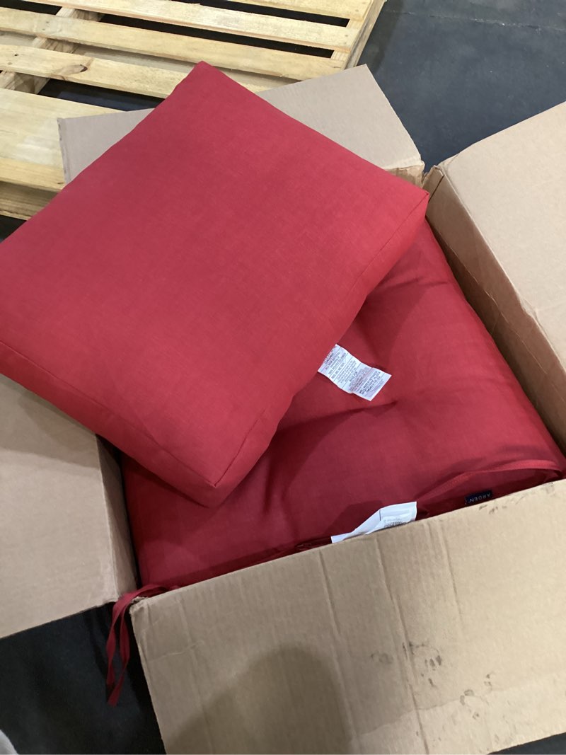arden outdoor plush modern tufted blowfill deep seat set, 24 in x 24 in, weather-proof, rain-proof, fade resistant patio cushion, ultra cozy ruby red leala | modern tuft, plush comfort, sofa, couch, conversation set, rain-proof, fade resistant, ultra cozy, mold and mildew resistant