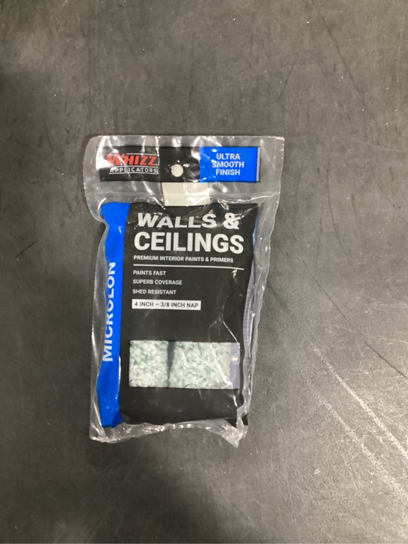 Condition photo showing New/Like New for whizz 4-in x 3/8-in nap microlon ceilings and walls synthetic blend mini paint roller (2-pack)