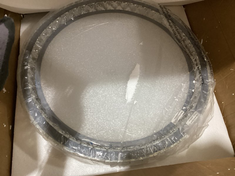 Condition photo showing Good Condition for lamqee crystal flush mount ceiling light fixture, dimmable led modern close to ceiling light, hallway light fixtures round chandelier for bedroom kitchen bathroom dining living room, large, 21.65 inch 3000-6000k large 21.65"
