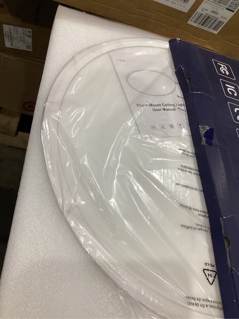 Condition photo showing Good Condition for moonsea 24 inch flush mount ceiling light fixture 48w - 3000k/4500k/6000k adjustable round large kitchen light fixtures ceiling 4800lm, dimmable light fixtures for bedroom, white 24 inch white