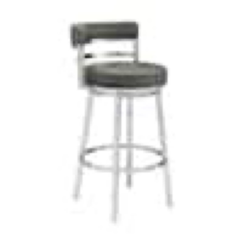 (Black Color) Titana 36-40 in. Grey/Brushed Stainless Steel Metal 30 in. Bar Stool with Faux Leather Seat