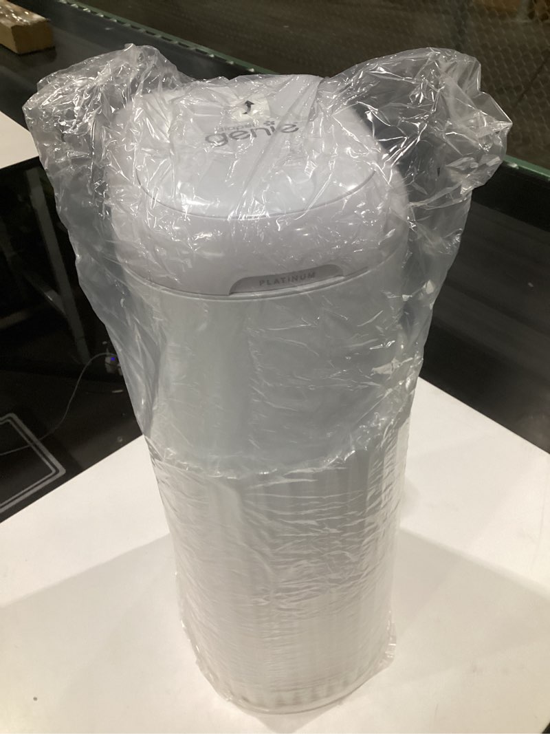 Condition photo showing Good Condition for diaper genie platinum diaper pail gift set | hands-free odor control with foot pedal | stainless steel baby diaper pail | includes 2 easy roll refills 48 bags total | baby registry must-have