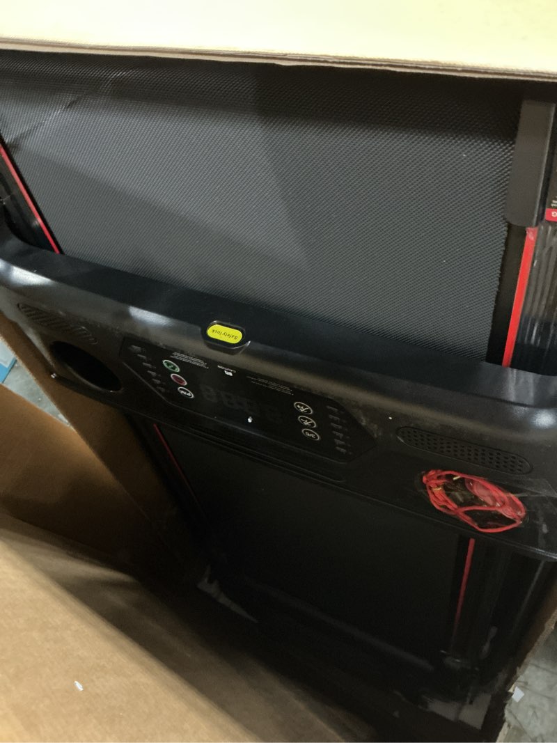 Condition photo showing As Is for treadmill with incline 3-in-1 portable treadmills for home small, incline walking pad treadmill with handle bar, walking pad foldable with 3.0hp quiet brushless, led dispay, 300lbs capacity black