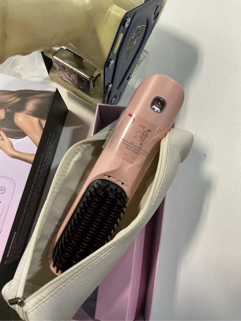 Condition photo showing Good Condition for Similar Cordless Hair Straightener Brush - Portable Hair Straightening Brush for Travel - 300M Negative Ions for Frizz-Free Shine, Touch Up On-The-Go, Fast Heating, Gift for Women, 10,000mAh, Powder Pink