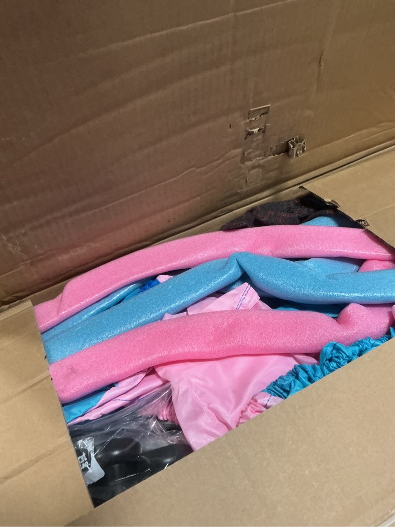 Condition photo showing Good Condition for 55/60" Trampoline for Kids, 4.5/5 FT Toddler Trampoline with Enclosur Net, Basketball Hoop & Sandbag, 440 LBS Capacity, Adjustable Height?Gifts for Ages 3-12 Boys & Girls Pink-Blue 59x59x55 IN