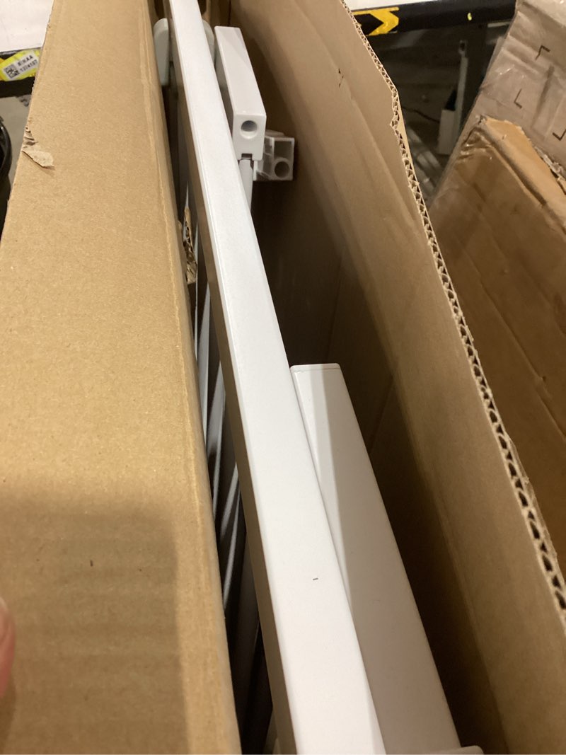 Condition photo showing As Is for safety 1st extra wide baby gate with door: premium child safety, extra tall gate for doorways, dog gates, easy installation, 36" tall & wide, fits 29"-47" 1-pack 29" to 47" wide x 36" tall white
