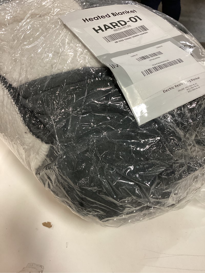 Condition photo showing As Is for Electric Heated Blanket King Size 90"x100" - Dual-Sided with Microplush & Sherpa Fabric, 4 Heat Settings & 10 Hours Auto Off, Dual Controller, Machine Washable - Iron Gray 01-iron Gray King(90"x100")