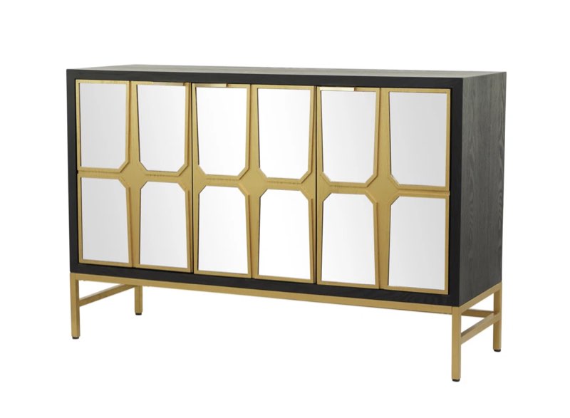 Wooden 1 Shelf and 3 Doors Room Cabinet with Mirrored Front