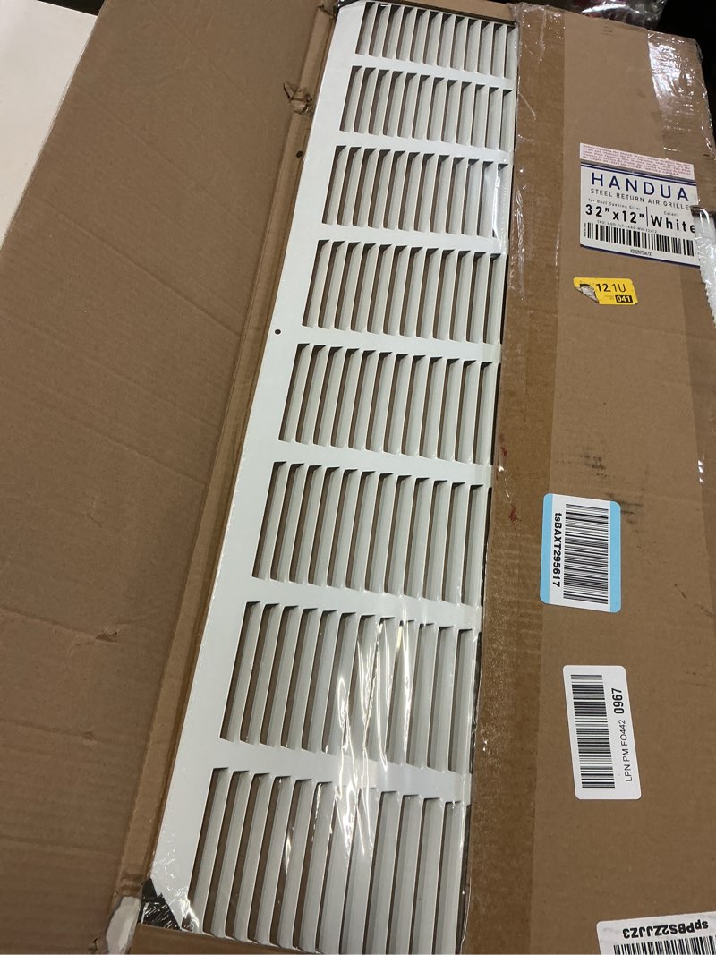Condition photo showing New/Like New for Fits 32x12 Duct Opening | Steel Return Air Grille by Handua | Vent Cover Grill for Sidewall and Ceiling | White | HVAC Cold Air Intake Grille | Outer Dimensions: 33.75"W X 13.75" 1 32"W x 12"H [Duct Opening]