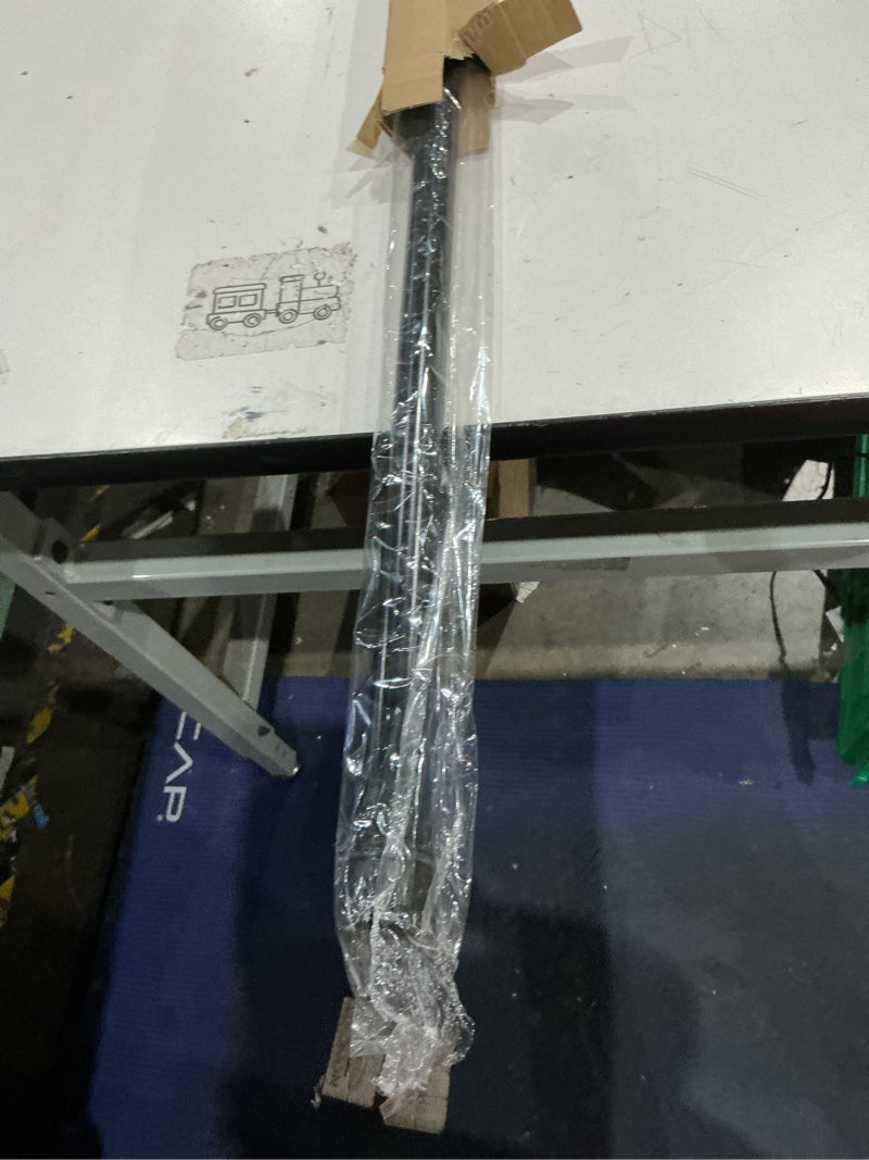 Condition photo showing As Is for no sectional assembly tension curtain rod 56-104 inch, 1" diameter spring long adjustable shower curtain rods for bathroom windows closet no drilling no rust, black black 56-104inch, no assembly