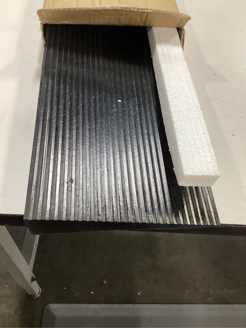 Condition photo showing Good Condition for 1.5'' rise threshold ramp for doorways, 2204 lbs capacity rubber threshold ramp, non-slip driveway curb ramps handicap ramp for wheelchair scooter stroller, cuttable & adjustable size