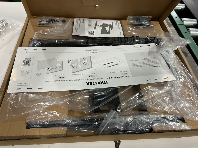 Condition photo showing Good Condition for montek 0.77" ultra slim tv wall mount for 37-75 inch tvs, thin low profile full motion tv wall mount with articulating dual arms, 4x weight tested, max vesa 400x400mm, fits 16/18" studs 37"-75" tv