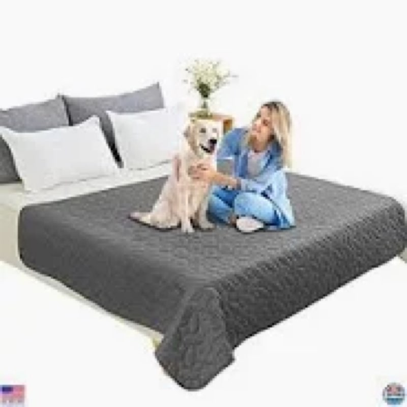 Ameritex Pet Bed Blanket Reversible 100% Waterproof Velvet Super Soft for Sofa and Bed (82x82 Inches