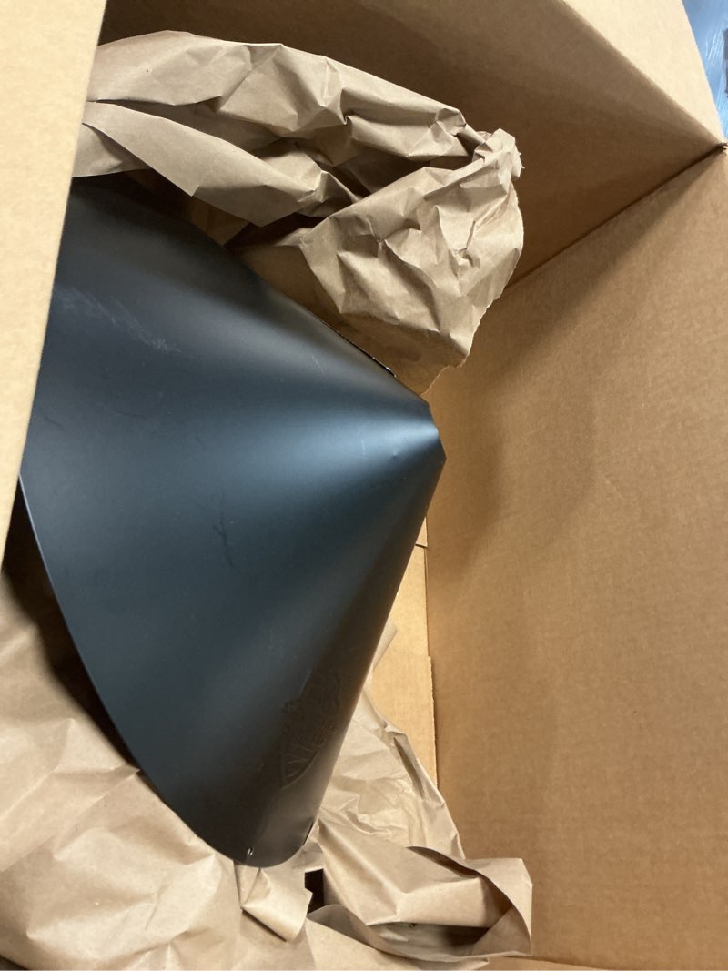 Condition photo showing As Is for nature's way squirrel shield 18 inch metal wrap around baffle for outdoor wild bird seed feeder, squirrel proof, black