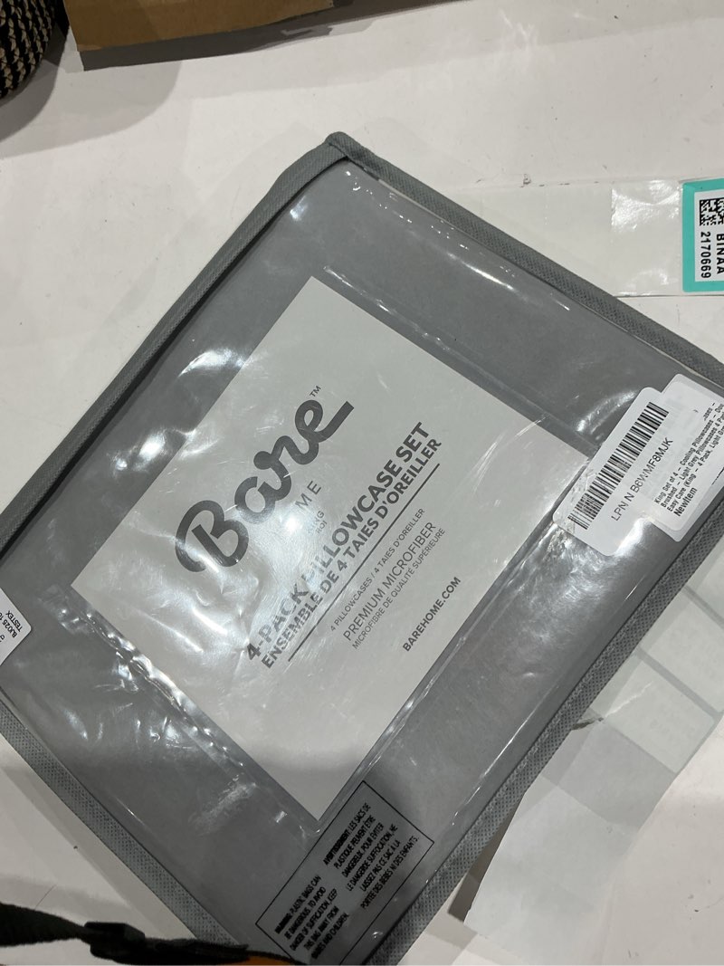 Condition photo showing Good Condition for bare home microfiber bulk pillow cases - king set of 4 - cooling pillowcases - double brushed - light grey pillowcases 4 pack - easy care (king - 4 pack, light grey) 20x40 king (4 pack) 05 - light grey