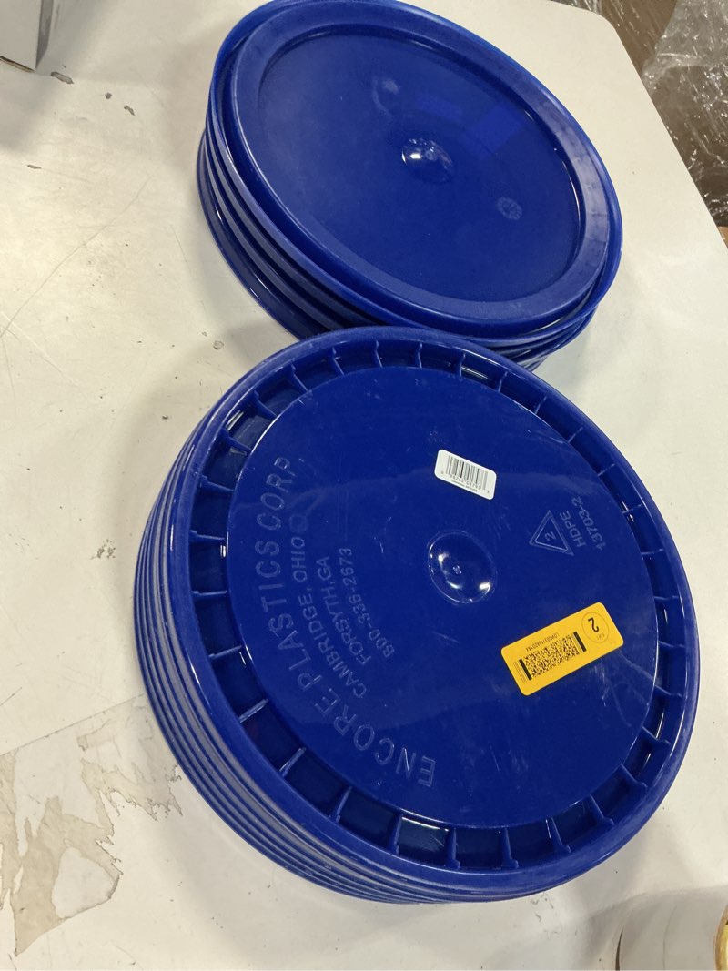 Condition photo showing item condition for Bright Blue Plastic Rieke Spout Lid for 3-6 Gallon Plastic Buckets-10 Pack