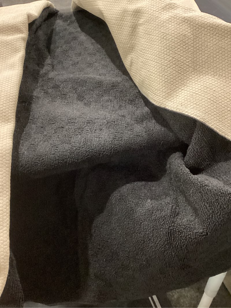 Condition photo showing As Is for garland rug town square black 8' x 10' non slip area rug for living rooms & hallways, stylish & durable for high-traffic areas black 8' x 10' (rectangular)