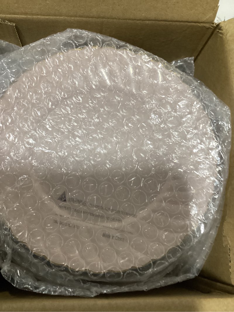 Condition photo showing New/Like New for youbet 100 pack pink scalloped plastic plates - 6.5 inch pink disposable plates - high end elegant vintage dessert plate for party & weeding & birthday 6.5inch pink