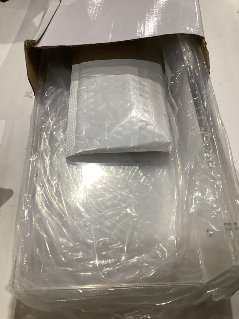 Condition photo showing As Is for weiai clear acrylic shelves 12 inch, floating wall mounted shelf for wall storage, set of 4 clear 4pack